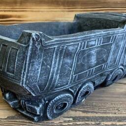 stone Garden 8 Wheel Truck Lorry Tipper Plant Pot Detailed Concrete Ornament - thumbnail 3