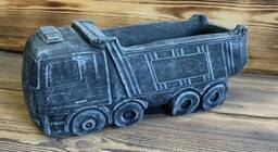 stone Garden 8 Wheel Truck Lorry Tipper Plant Pot Detailed Concrete Ornament - thumbnail 1