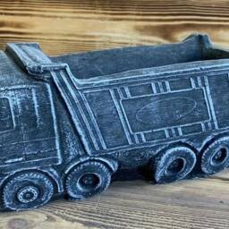 stone Garden 8 Wheel Truck Lorry Tipper Plant Pot Detailed Concrete Ornament - thumbnail 2