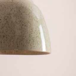 Small Speckled Cream Gloss Element Pendant Light in Ceramic & Oak - thumbnail 3