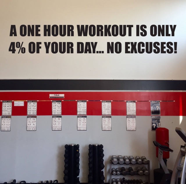 Gym Sign, Entrance Custom Business Signage. A One Hour Workout Is Only 4% Of Your Day... No Excuses Wall Decal - image 1
