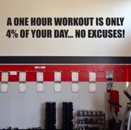 Gym Sign, Entrance Custom Business Signage. A One Hour Workout Is Only 4% Of Your Day... No Excuses Wall Decal - thumbnail 1