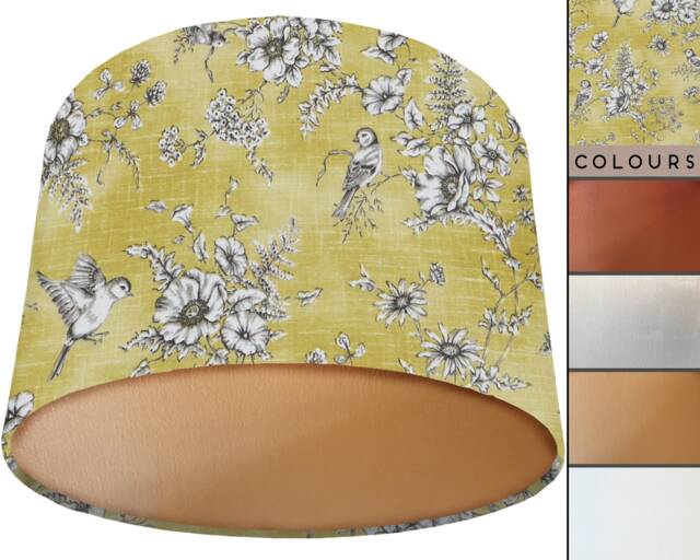 French Toile Lampshade Yellow Bird & Flower Light Shade, Handmade - image 1