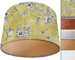 French Toile Lampshade Yellow Bird & Flower Light Shade, Handmade - thumbnail 1