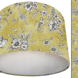 French Toile Lampshade Yellow Bird & Flower Light Shade, Handmade - thumbnail 3