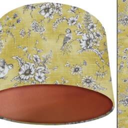 French Toile Lampshade Yellow Bird & Flower Light Shade, Handmade - thumbnail 2