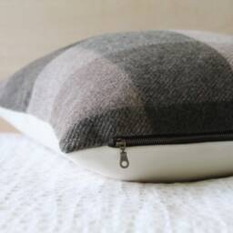 Dark Green & Tan Plaid Wool Pillow Cover, Juniper/Fawn Buffalo Check Cover - Made To Order - thumbnail 2