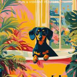Dachshund Christmas Wall Art Funny Dog Bathroom Decor Matisse Style Print For Pet Lovers Holiday Gift Sausage Owner Or Mom - thumbnail 3