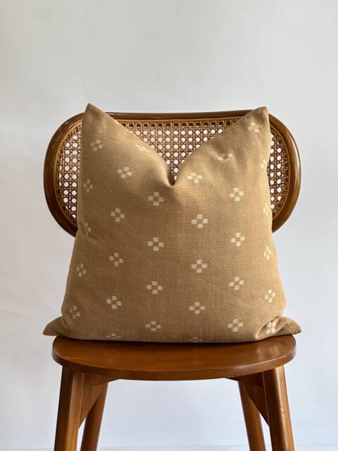 Vintage Hmong Hemp Pillow Brown Striped Lumbar Throw Pillow - image 1