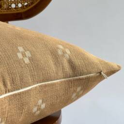 Vintage Hmong Hemp Pillow Brown Striped Lumbar Throw Pillow - thumbnail 3