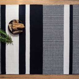 Black & White Bath Rugs - Bathroom Set Mat Flatwoven Kilim Cute Bathmat Size 2x3 Entry Rug Shower Decor - thumbnail 2