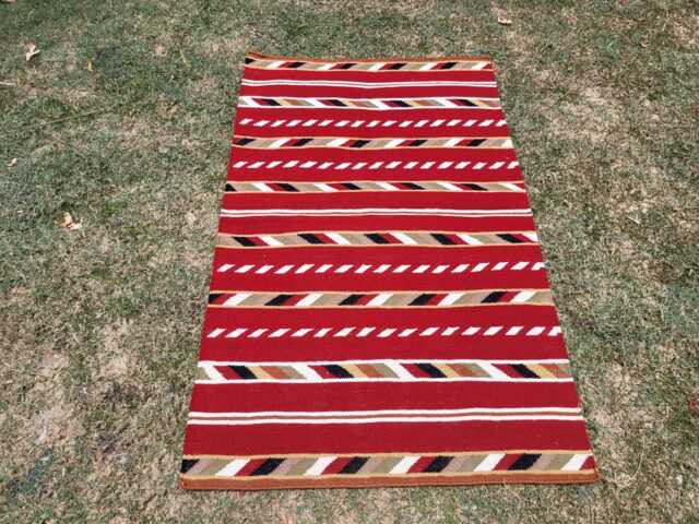 3x5 Handwoven Wool Navajo Rug, Southwestern Pattern Native American Style Wall Hanging Farmhouse Or Office Decor Red Mexican Rug - image 1