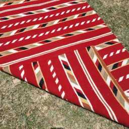 3x5 Handwoven Wool Navajo Rug, Southwestern Pattern Native American Style Wall Hanging Farmhouse Or Office Decor Red Mexican Rug - thumbnail 4