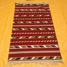 3x5 Handwoven Wool Navajo Rug, Southwestern Pattern Native American Style Wall Hanging Farmhouse Or Office Decor Red Mexican Rug - thumbnail 2