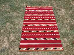 3x5 Handwoven Wool Navajo Rug, Southwestern Pattern Native American Style Wall Hanging Farmhouse Or Office Decor Red Mexican Rug - thumbnail 1