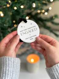 Personalised First Christmas Engaged Bauble 2025 Couples Engagement Gift