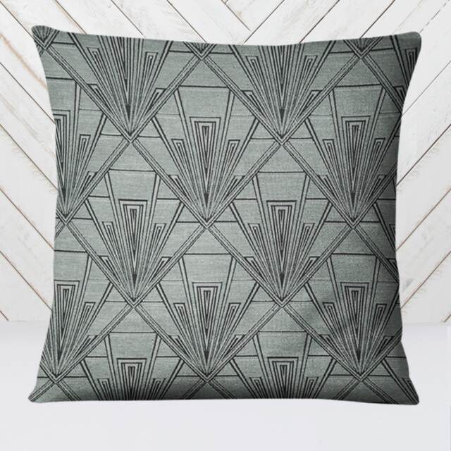 Large Art Deco Cushion, Pillow Cover, Green Velvet Single Or Double Sided Gatsby, 19 Inch Square - image 1