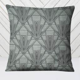 Large Art Deco Cushion, Pillow Cover, Green Velvet Single Or Double Sided Gatsby, 19 Inch Square - thumbnail 1