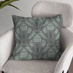 Large Art Deco Cushion, Pillow Cover, Green Velvet Single Or Double Sided Gatsby, 19 Inch Square - thumbnail 2