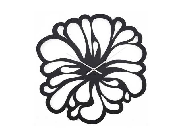 Flower Metal Wall Clock - Black Art Design Floral Minimalist Decor - image 1