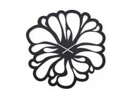 Flower Metal Wall Clock - Black Art Design Floral Minimalist Decor - thumbnail 1