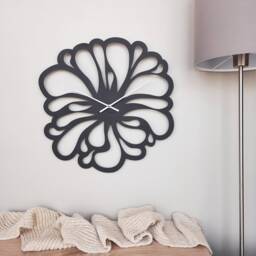 Flower Metal Wall Clock - Black Art Design Floral Minimalist Decor - thumbnail 3