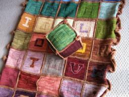 Knitted Abc123 Baby Blanket Pattern, Square Blocks, Crocheted Together - thumbnail 1