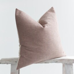 Rustic Pastel Red Throw Pillow Cover - Linen Cotton Bamboo, Farmhouse Boho - thumbnail 3