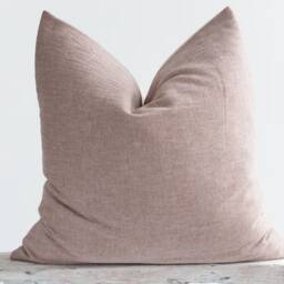 Rustic Pastel Red Throw Pillow Cover - Linen Cotton Bamboo, Farmhouse Boho - thumbnail 2