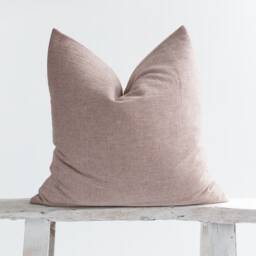 Rustic Pastel Red Throw Pillow Cover - Linen Cotton Bamboo, Farmhouse Boho