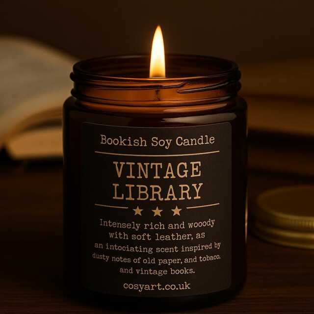 Vintage Library Scented Soy Candle - Leather Paper & Tobacco - 200Ml Book Lovers Gift Handmade in London - image 1