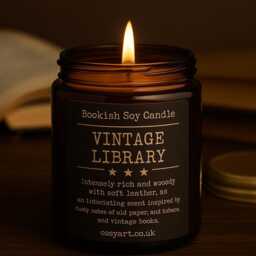 Vintage Library Scented Soy Candle - Leather Paper & Tobacco - 200Ml Book Lovers Gift Handmade in London - thumbnail 1