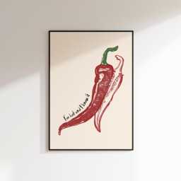 Farmers Market Print - Kitchen Wall Art Chilli Pepper Funny Food Im Hot Restaurant Rustic Decor - thumbnail 1