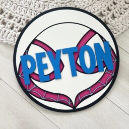 Wooden Personalised Spider-Man/Captain America Shield Fist Name Plaque Sign Boys Girls Superhero Bedroom Decor Accessories - thumbnail 3