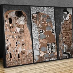 Gustav Klimt, Triptych Collage, Artnouveau , Wall Hangins , Home Decor, Canvas Print Art Framed Or Only - thumbnail 2