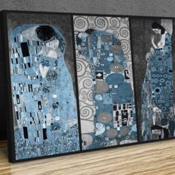 Gustav Klimt, Triptych Collage, Artnouveau , Wall Hangins , Home Decor, Canvas Print Art Framed Or Only - thumbnail 3