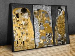 Gustav Klimt, Triptych Collage, Artnouveau , Wall Hangins , Home Decor, Canvas Print Art Framed Or Only - thumbnail 1