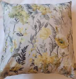 Yellow/Grey Flower Cushion Cover Cream Pillow - thumbnail 1