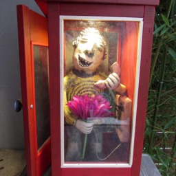 Hallo, Baby? - Ceramic Man in A Red Telephone Booth Making Call - thumbnail 4