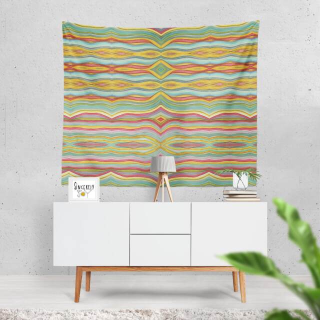 Colorful Boho Abstract Tapestry Wall Hanging Art Striped Tapestry Large Artist Painting Abstract Tapestries - image 1