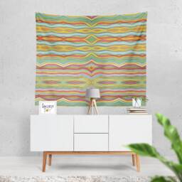 Colorful Boho Abstract Tapestry Wall Hanging Art Striped Tapestry Large Artist Painting Abstract Tapestries - thumbnail 1