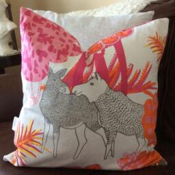 Nursery Pillow Cover Pink & White Animal Print, Baby Shower Gift - 18x18 - thumbnail 4