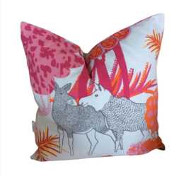 Nursery Pillow Cover Pink & White Animal Print, Baby Shower Gift - 18x18 - thumbnail 1