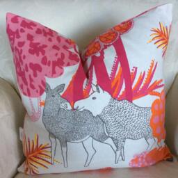 Nursery Pillow Cover Pink & White Animal Print, Baby Shower Gift - 18x18 - thumbnail 2