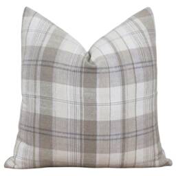 Neutral Plaid Pillow Cover Throw Custom Designer Pillows Decorative Farmhouse Simple -- Zara - thumbnail 3