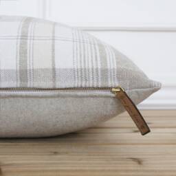 Neutral Plaid Pillow Cover Throw Custom Designer Pillows Decorative Farmhouse Simple -- Zara - thumbnail 2