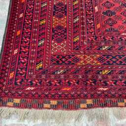 6x9 Afghan Wool Bukhara Carpet - Handmade Geometric Oriental Rug Traditional Red Area For Living Room Or Hallway Boho Gift - thumbnail 4