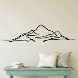 Minimalist Mountain Line Art, Metal Wall Decor For Living Room, Housewarming Gift - thumbnail 1