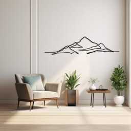 Minimalist Mountain Line Art, Metal Wall Decor For Living Room, Housewarming Gift - thumbnail 3