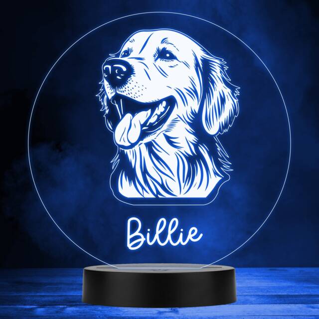 Golden Retriever Dog Pet Multicolour Personalised Gift Led Lamp Night Light - Bedroom - image 1